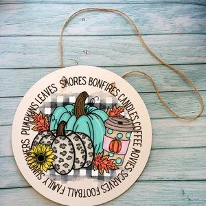 Fall Decor Spell Out Wall Decor 12" Thin Round Birch Handmade Sublimated Sign